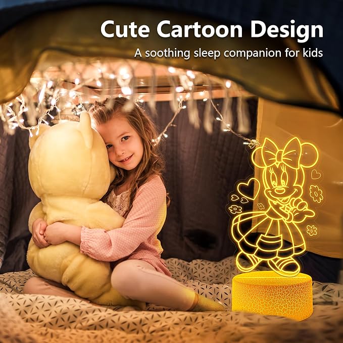 Cute Night Light for Kids 2 Sets - Anime Charater Decor Lamp with 16 Colors Change, Remote, Dim Control, 3D Illusion LED Night Lights for Kids Gifts Party Birthday Decoration