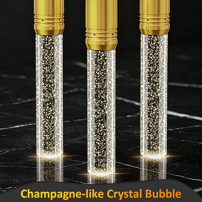 Gold Pendant Lights Kitchen Island, Crystal Bubble Pendant Lights, Adjustable Modern Pendant Light Fixtures for Dining Living Room Bedroom 3 Pack