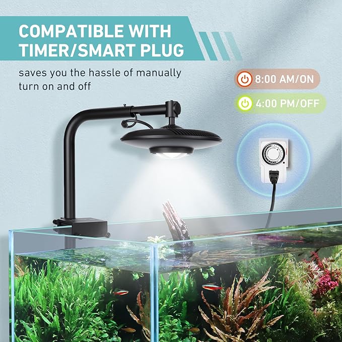 hygger 55W High PAR Aquarium LED Plant Light, 5 Adjustable Brightness Full Spectrum Fish Tank Light Aquarium Lamp & Stand Kit Ideal for Aquascaping Planted Tank Fish Display Shrimp Tank Paludarium
