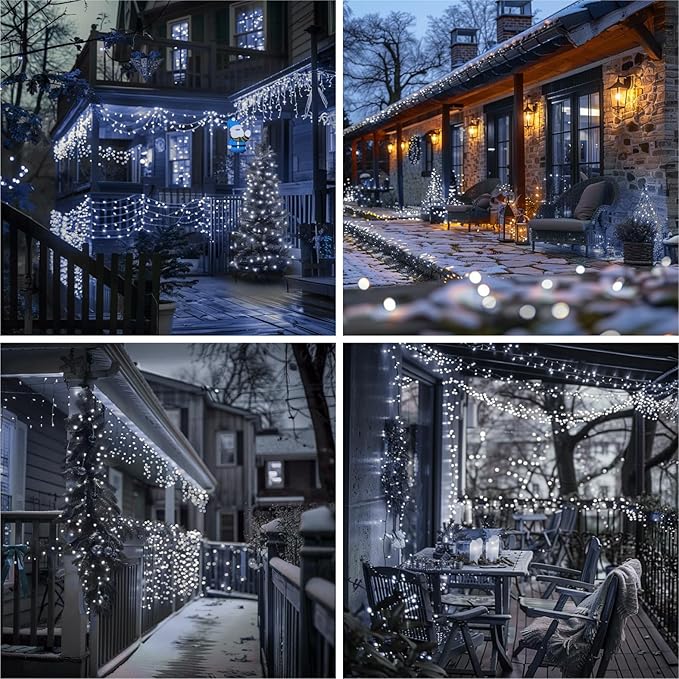 ZSJWL Rechargeable Fairy Lights with Remote，66ft 200 LED Outdoor Battery String Lights with DIY Timer & Light Sensor, Waterproof Dimmable Twinkle Light for Tree Christmas Indoor, White