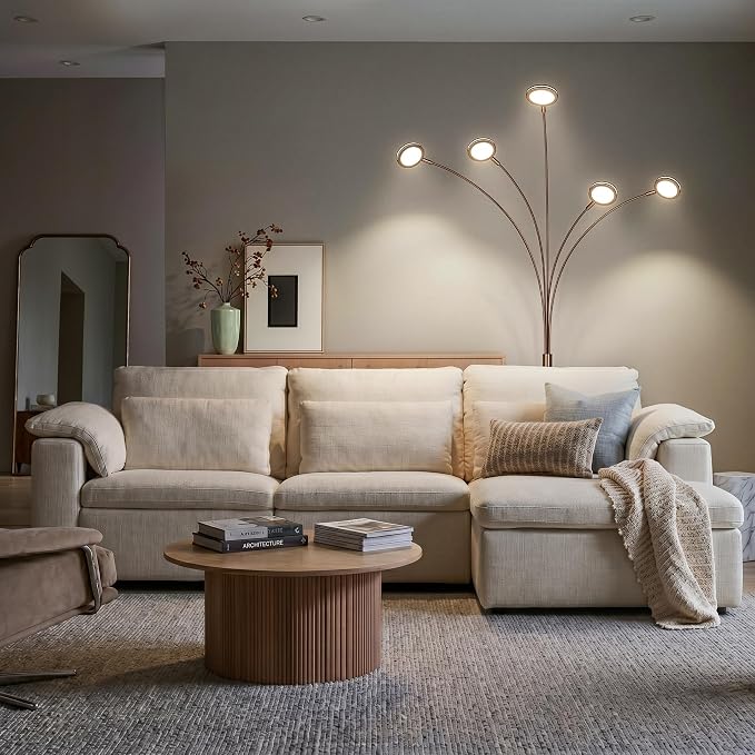 Brightech Orion Arc Floor Lamp for Living Room, Tree Floor Lamp with 5 Adjustable Arms, Multi-Head Standing Lamp with Flexible Rotating LED Lights for Bedroom, Dorm - Bright Hanging Lighting - Bronze