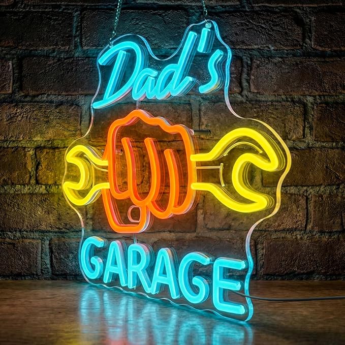Dad’s Garage Neon Sign, LED Garage Neon Light for Men, Father’s Day Gift for Dad,Dimmable Garage Neon Light for Auto Repair Shop Man Cave Workshop Decor