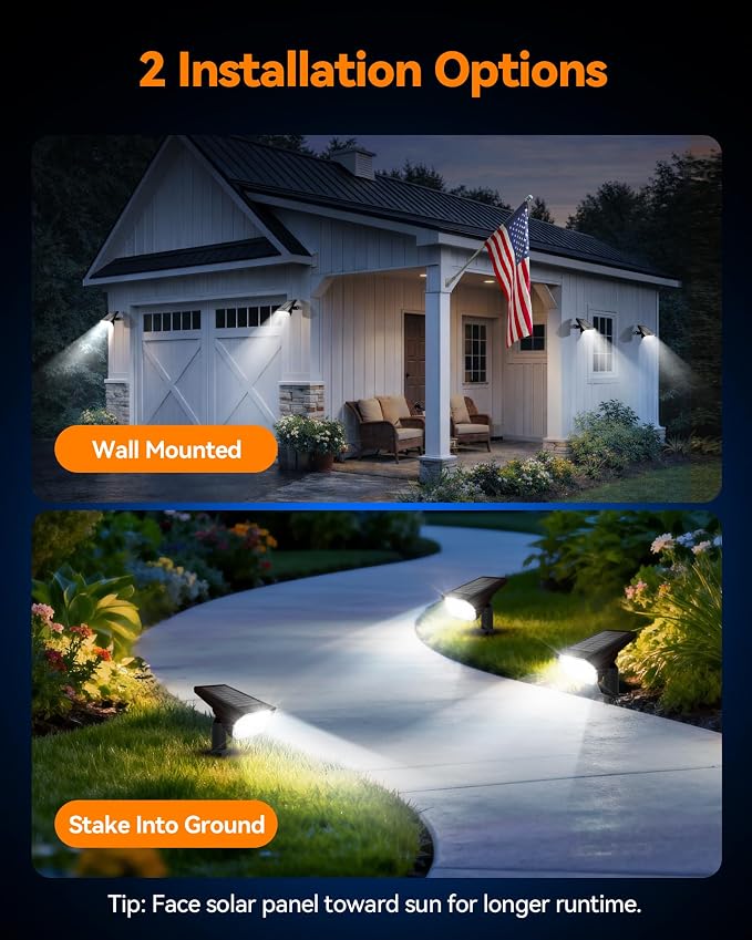 Solar Lights Outdoor Waterproof IP65, 56 LED 3 Lighting Modes Solar Spot Lights Outdoor, Solar Powered Landscape Lighting for Yard Pathway Garden, 6 Pack (Cool White)