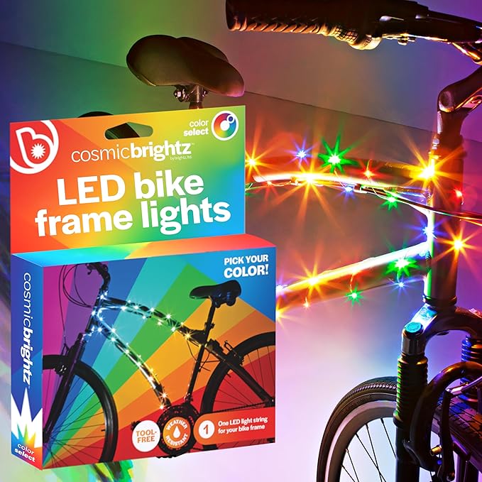 Brightz CosmicBrightz LED Bike Frame Rope Light - 6.5-Foot String Rope - Battery-Powered with On/Off Switch - Ultra Bright Color Keeps Your Ride Fun and Safe for Kids, Teens, & Adults