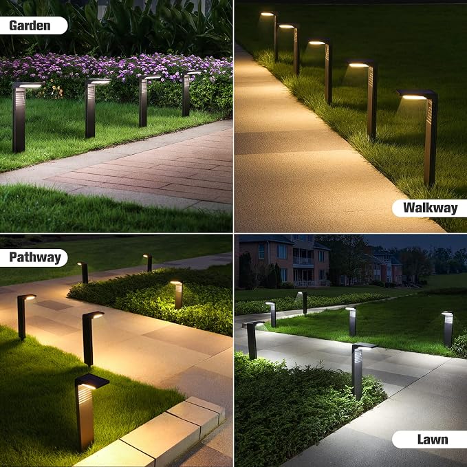 JOFIOS Solar Pathway Lights 8 Pack with Warm White and Cool White Mode, Modern Solar Path Lights Outdoor Waterproof, Perfect Solar Lights for Backyard, Lawn, Driveway, Walkway, Garden Decorative.