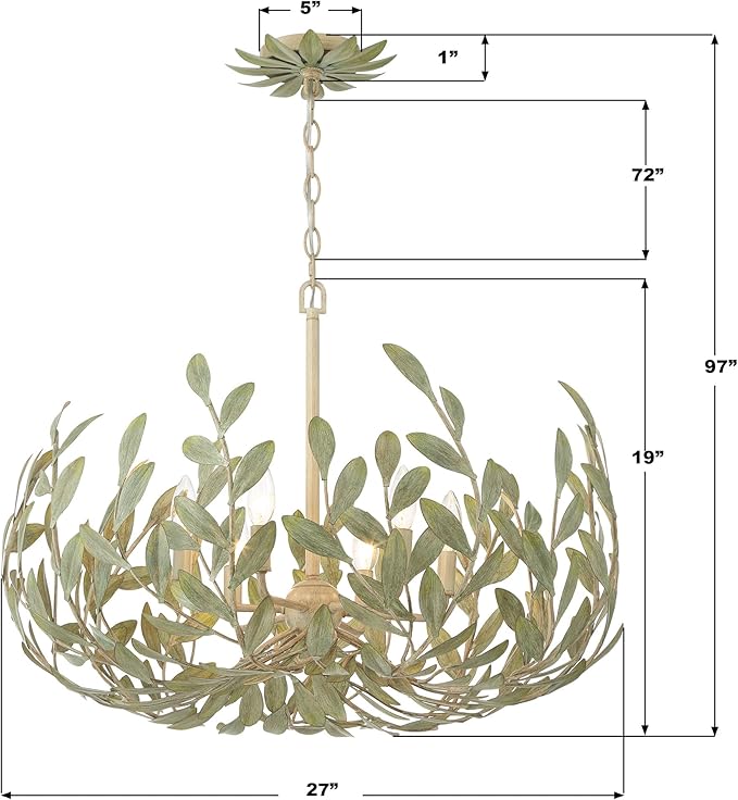 Crystorama Broche 6 Light Champagne Green Tea Chandelier