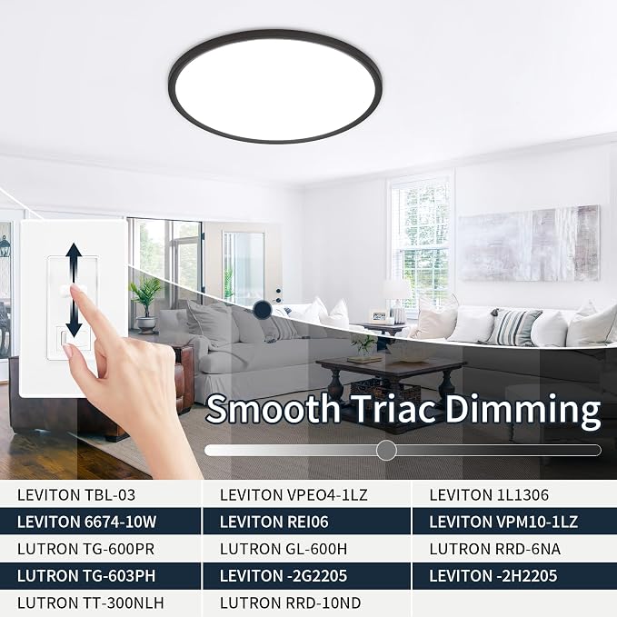 MOONSEA Dimmable Flush Mount Ceiling Light 16 Inch Kitchen Light Fixture | 3000K/4500K/6000K , 28W 2800LM, 0.71 in Low Profile Ceiling, Brightness Dimmable with Dimmer, Installation Takes 20 minutes