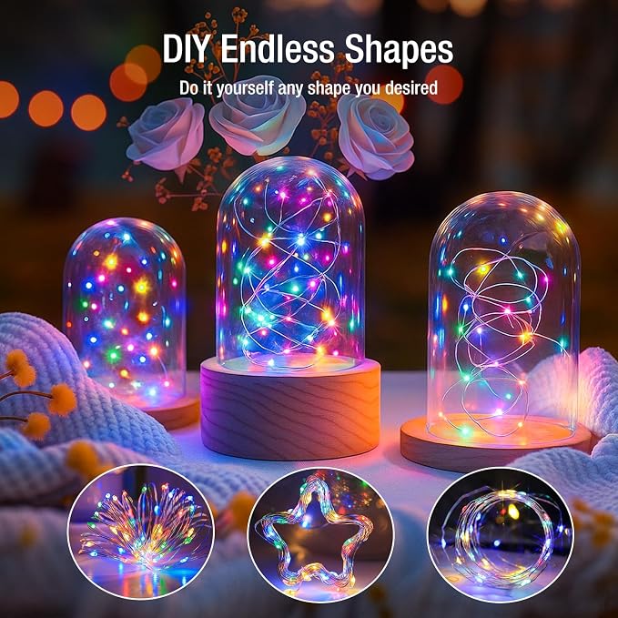 20 Pack Fairy Lights Battery Operated - 7ft 20 Led Twinkle Lights 3 Modes, Bulk Mini String Lights Waterproof for Mason Jars Vases DIY Party Wedding Decoration Christmas - Multi-Colored