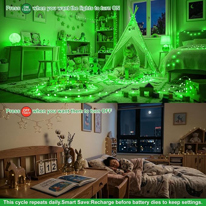 8 Pack Rechargeable LED Fairy Lights 7Ft 20LED Battery Operated | 8 Modes, Remote & DIY Timer Mini Twinkle String Lights for Indoor Christmas Wedding Mason Jar Bedroom Table