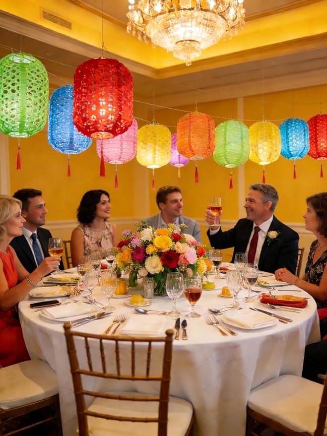 10PCS Paper Lanterns with LED Lights,Cute 6 Inch Lantern Colorful Hanging Paper Lanterns Lamp for Lunar New Year Spring Ceremony Wedding,Mid-Autumn , Party Decoration