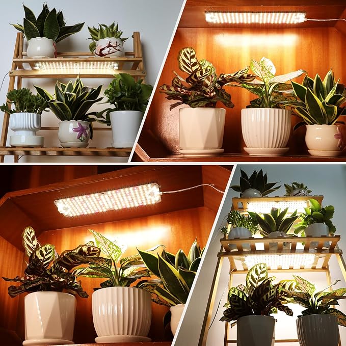 3-Pack Panel Grow Lights for Indoor Plants, FECiDA 2026 LED Plant Grow Light for Under Cabinet Plants, Full Spectrum Growing Lamp with 4,8,12,16,20 Hr Timer, Free Linking