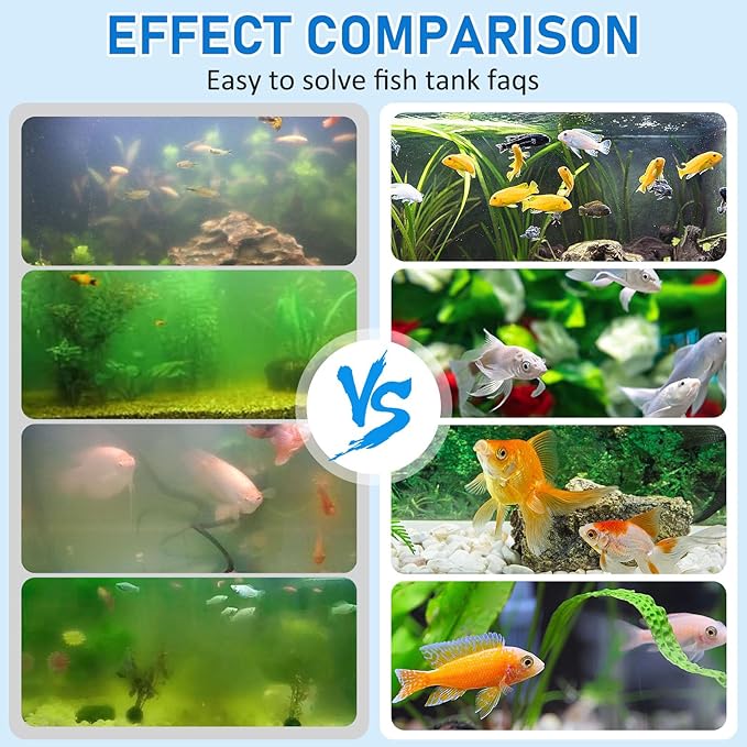 Aquarium Clean Light,13W Aquarium Algae Bloom Clean Light with Timer,Submersible Waterproof Lamp for Fish Tank Pond，Water Clean Green Clear Waterproof Clean Lamp for Sump Swim Pool, Black