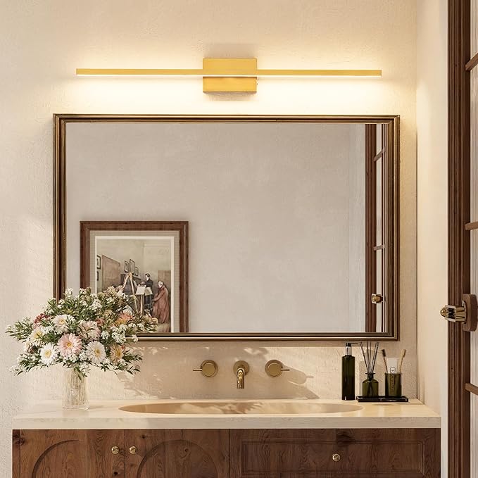 VOLISUN Modern Bathroom Vanity Light 39.4 inch, 24W Dimmable 5CCT Led Bathroom Light Fixture Over Mirror, Brass Bar Vanity Light for Bathrooms Mirror Cabinets Bedroom-ETL Certificated