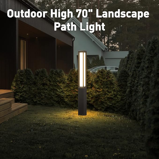 MVBT 71 Inches High Landscape Path Light, Outdoor Modern Luxury LED IP54 Waterproof Landscape Bollard Lighting for Lawn Patio Courtyard Driveway Pathway Decoration with High Voltage Wired