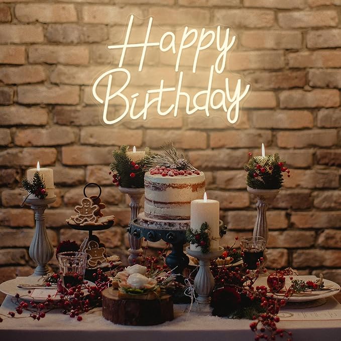 Happy Birthday Neon Sign, 21.7 x 15.1 Inch Neon Signs Large Size, Happy Birthday Neon Light for Wall Decor, Big Birthday Neon Lights for Bedroom Cafe Party Any Ages Bday Celebration Decoration