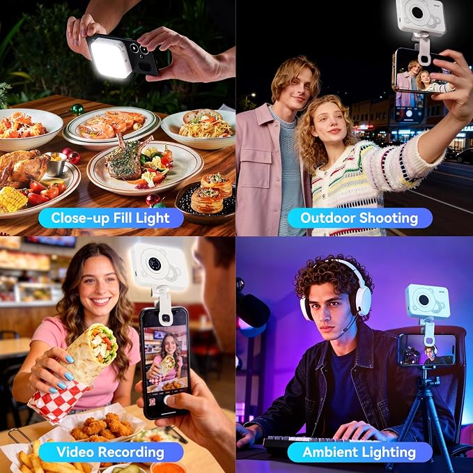 RGB Video Light, 135 LED Portable Camera Light, 360° Full Color Photography Lighting, 2700-7500K CRI 95+, 13 Light Modes for Phone, DSLR Video Recording, Vlog, YouTube Game Live Streaming