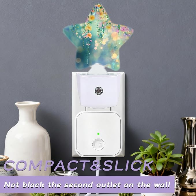 Night Light,Abstract Flowers Night Lights Plug into Wall Spring Floral Decorations for Bedroom Bathroom,Dusk to Dawn Sensor Kitchen Hallway Stairs Energy Efficient Desk Lamp