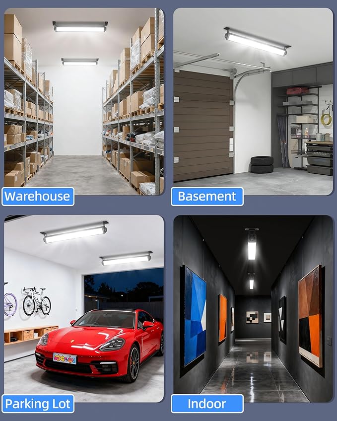 40W LED Shop Light 5400LM Brighter, Plug in Garage Light with On/Off Switch & 6.6FT Cord, 6000K Daylight White Workshop Bay Lighting for Garage Workbench Warehouse Factory Basement