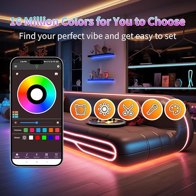 NBBUFF LED Lights for Bedroom 297FT, RGB LED Strip Lights Music Sync, Led Light Strip with Remote & App Control, DIY Color Changing Led Lights for Room Decor Aesthetic and Party (3 Rolls of 99ft)