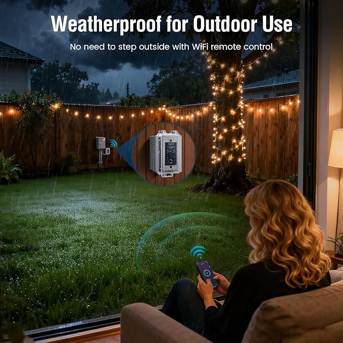 20A Heavy-Duty Outdoor WiFi Smart Timer Switch App/Voice Control | 120V 1HP Hardwired Timer, Alexa Google Compatible, Remote On/Off, Programmable Schedules for Pool Pumps Water Heaters Lights