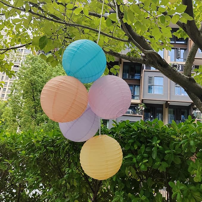 8 Inch Paper Lanterns Party Decorations Pastel Classroom Decor, Baby Shower Wedding Birthday Decor(Set of 5, Girl Collection)