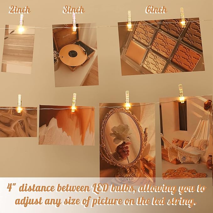 Photo Clips String Light,17FT Fairy Lights with 51 Clips, Battery Operated String Lights with Clips for Pictures, Room Decorations for Dorm Wall Bedroom Wedding Christmas Tree(Multi-Color)