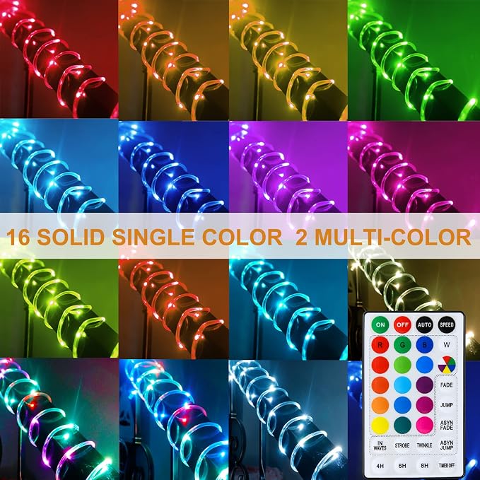LitHome 33FT 100 LED Solar Rope Lights Outdoor Waterproof with Remote | 18 Colors Changing Halloween Rope Lights for Outside,Solar String Light for Trampoline Railings Tree Garden Christmas Decor