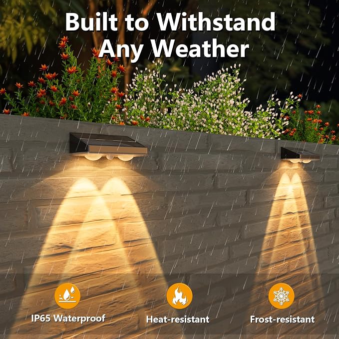 Solar Fence Lights,8 Pack Solars Deck Light,Warm White Color,Outdoor Bulb Waterproof Led IP65,Power Patio Lamp with Lenses for Outside/Backyard/Railing/Yard(Black)