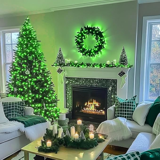 JMEXSUSS 200 LED Remote Control Green Halloween Fairy Lights Plug in | 66 ft 8 Modes Christmas Fairy Lights Indoor with Wheel, Green Lights Outdoor for Halloween Christmas Decor