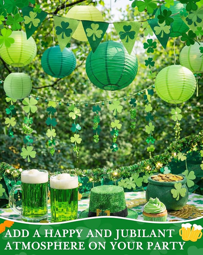Treela 48 Pcs Paper Lanterns Party Decorations Round,Green Series