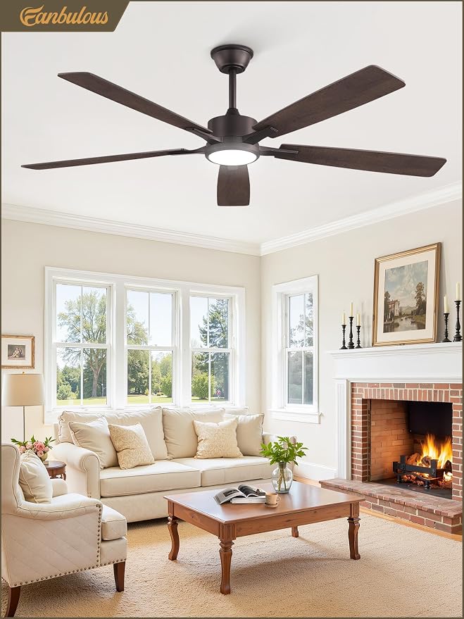 Fanbulous 60 Inch Oil Bronze Ceiling Fan with Light, Remote & APP Control | Stepless CCT & Dimmable Light, 20W LED Ceiling Fans, 6 Speeds, Reversible Quiet DC Motor, for Bedroom Living Room Apartment