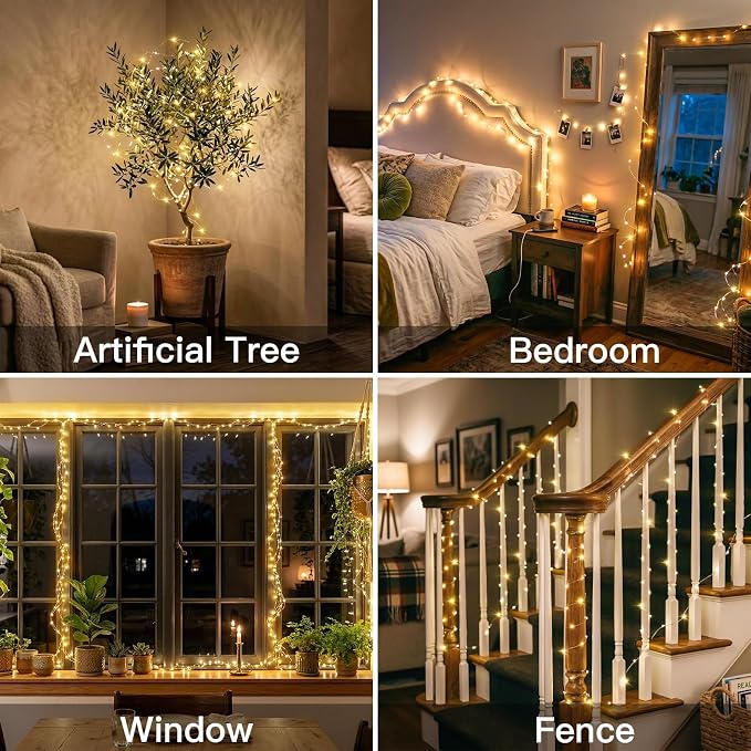 Fairy Lights Battery Operated 66ft 200 LED String Lights Remote | Fairy Twinkle Lights, For Bedroom Patio Garden Party Wedding, Indoor/Outdoor Use