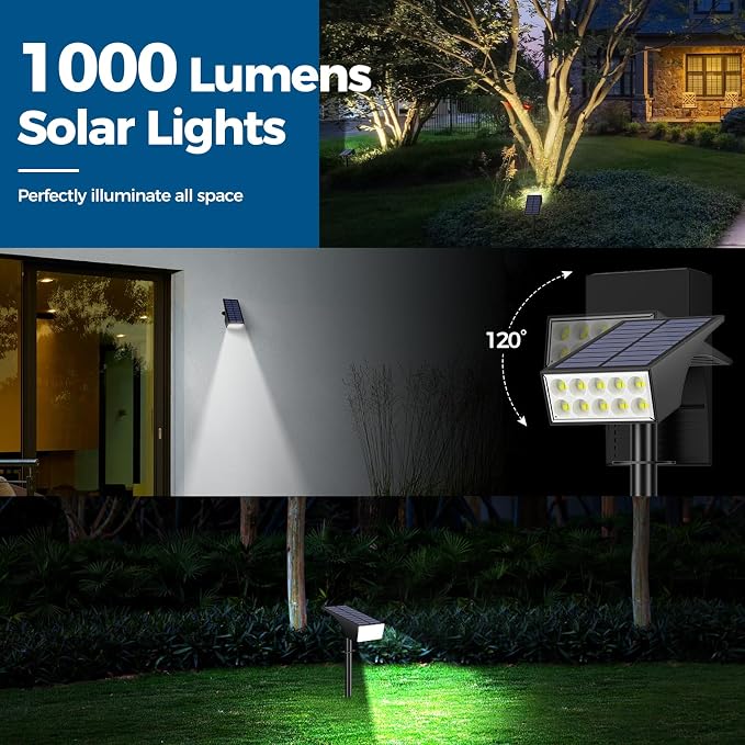 Solar Lights Outdoor Waterproof IP65, Landscape Lights, 6 Pack, Cool White | IP65 Waterproof, Auto On/Off LED Powered Yard Garden Flood Solar Light for Outside Pathway Wall Tree Lawn Uplights Lights