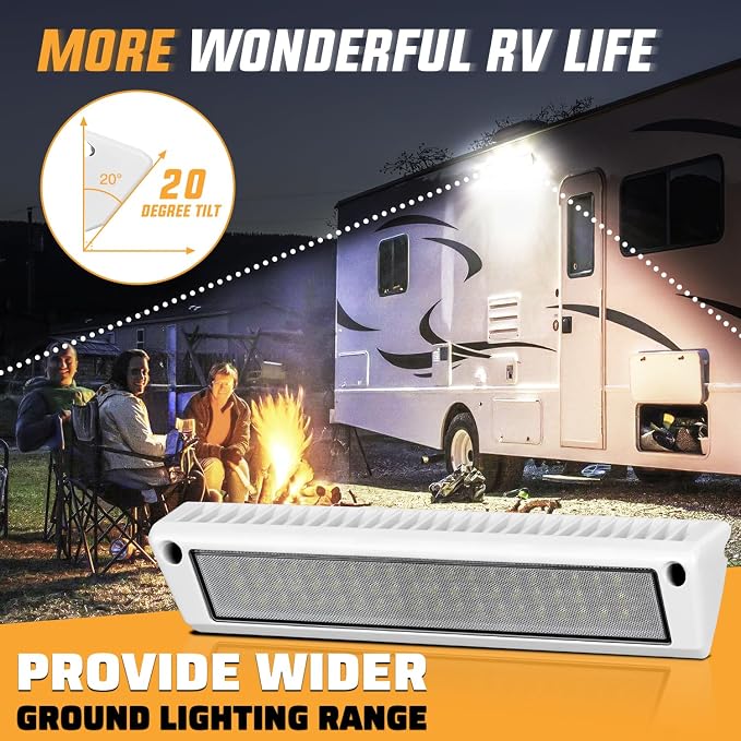 Nilight 1PC 13 Inch RV Exterior Light White Beam for RV Trailer Camper SUV | 1PC LED porch scene cargo light, white aluminum housing, 12V 24V waterproof for RVs trailers campers 5th wheels