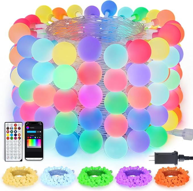 JMEXSUSS Connectable 33ft 100 LED Color Changing String Lights for Bedroom | Globe Smart Halloween Lights Indoor with Remote & APP, Clear Wire Smart Fairy String Light Plug in for Halloween Christmas