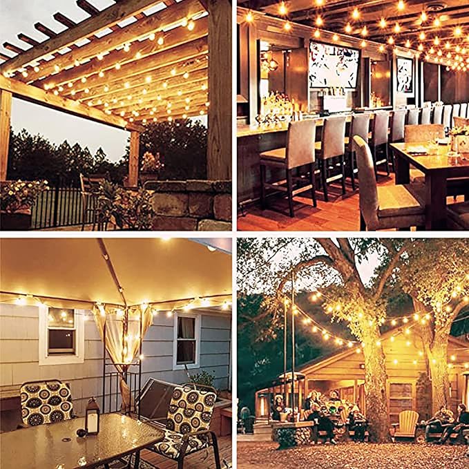 G40 LED Replacement Bulbs for Outdoor String Lights, 0.6W Dimmable Shatterproof Globe Bulbs, E12 Candelabra Base, Warm White, 25-Pack