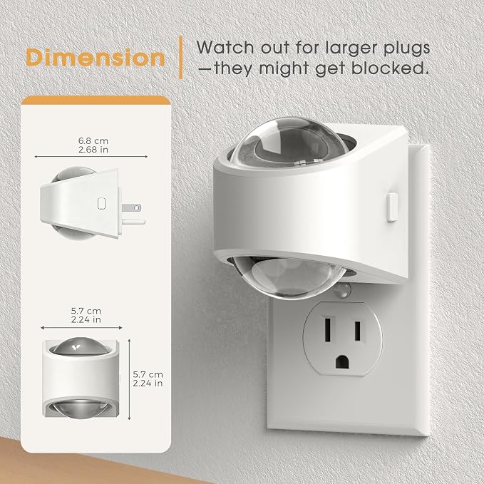 Projector Night Light, Rotating Night Lights Plug into Wall | Dimmable, Soft White 3000K, Dusk to Dawn LED Nightlight for Kids, Bedroom, Nursery, Bathroom, Home Decor, Gaming Room