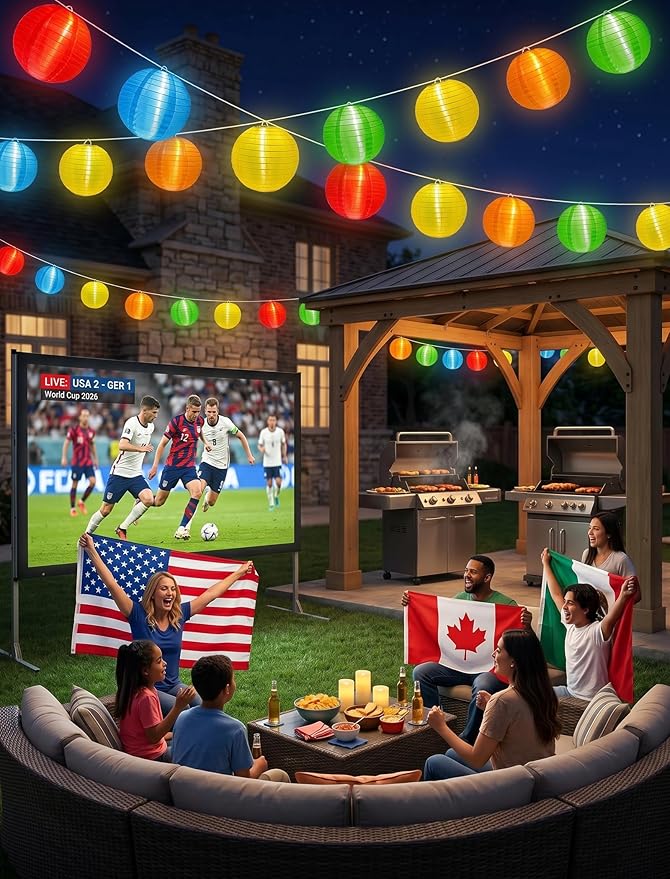 Outdoor String Lights, 25FT Multicolor Lantern Lights String with 10 G40 LED Bulbs, Waterproof Chinese Lanterns for Patio, Backyard, Camping, Halloween and Party Decorations
