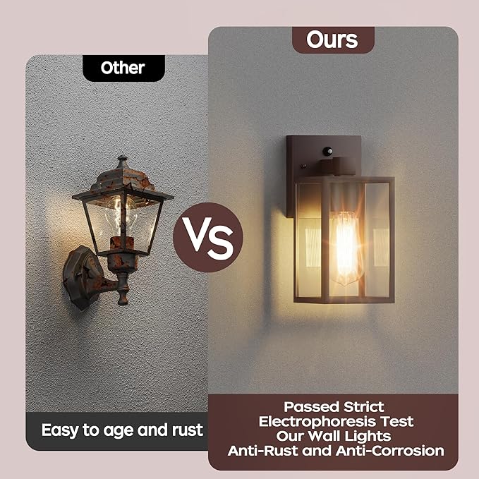 WIHTU Oil Rubbed Bronze Dusk to Dawn Porch Lights Fixtures - Outdoor Exterior Sensor Wall Sconce Lamp, Waterproof Wall Lantern, Anti Rust Coach Lights for Doorway, Garage