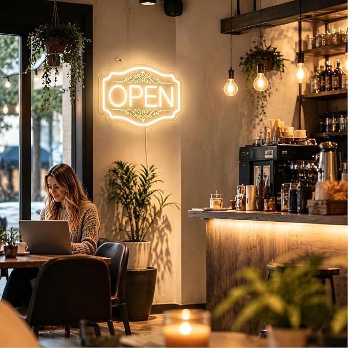 Open Sign for Business, LED Open Neon Sign USB Powered | 16.5" x 10.5" Open Neon Sign for Store, Hotel, Restaurant, Cafe, Bar and Party Decor