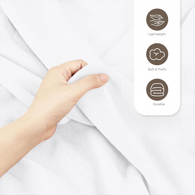 Utopia Bedding Soft Jersey Knit Blanket White Queen (90x90 Inches) | Lightweight, Breathable, Sweatshirt Blanket, Bed, Couch, Sofa, Cozy, Home Decor, Summer