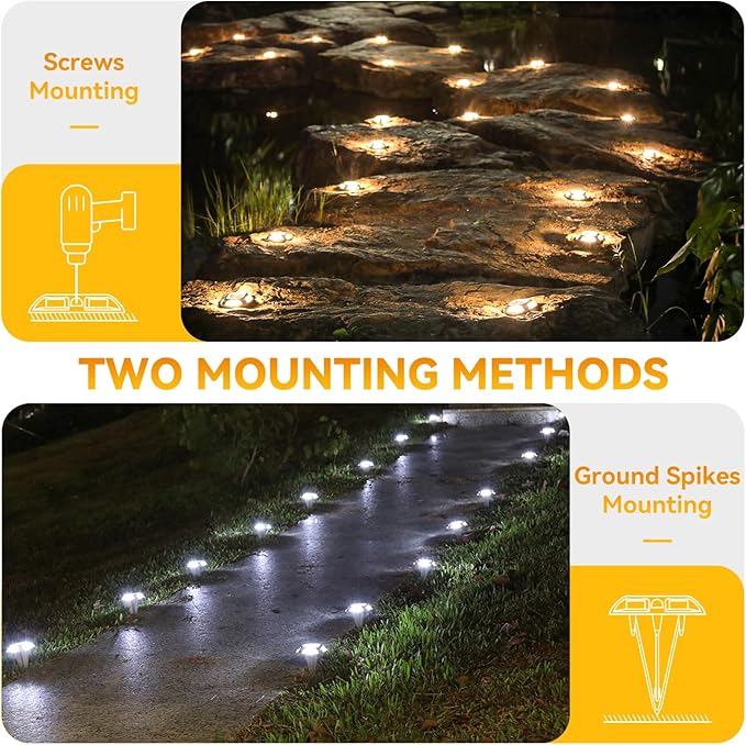 AGPTEK Solar Driveway Light 1 Pack, 2 Colors in 1 Outdoor Solar Deck Dock Marine Waterproof LED Driveway Marker Security Lights for Outside Pathway,Boat Dock,Step,Walkway,Path,Garden