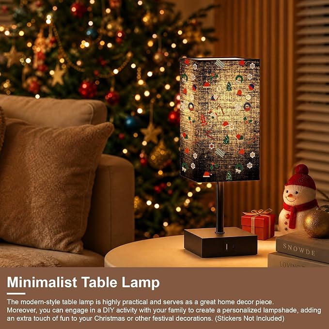 Bedside Table Lamps for Bedroom Touch Nightstand Lamp with USB C+A | Set of 2 Black Lampshade 14-inch, 3 Way Dimmable, Small Bedside Lamps for Living Room ,Dorm, Office, LED Bulbs Included