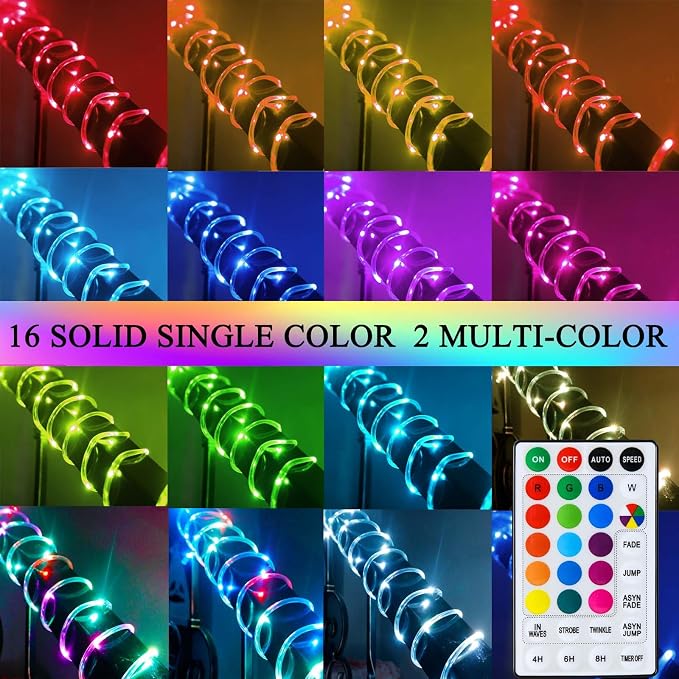 LitHome 50FT 150 LED Solar Rope Lights Outdoor Waterproof with Remote | 18 Colors Changing Halloween Rope Lights for Outside,Solar String Light for Trampoline Railings Tree Garden Christmas Decor