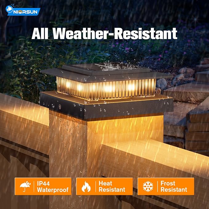 4x4 Post Solar Lights Color Changing,Solar Post Light,16 Pack Black | RGB Solar Post Cap Lights for 4x4 Post Caps Wood Vinyl,IP44 Waterproof Fence Post Solar Lights Outdoor, Solar Deck Post Light