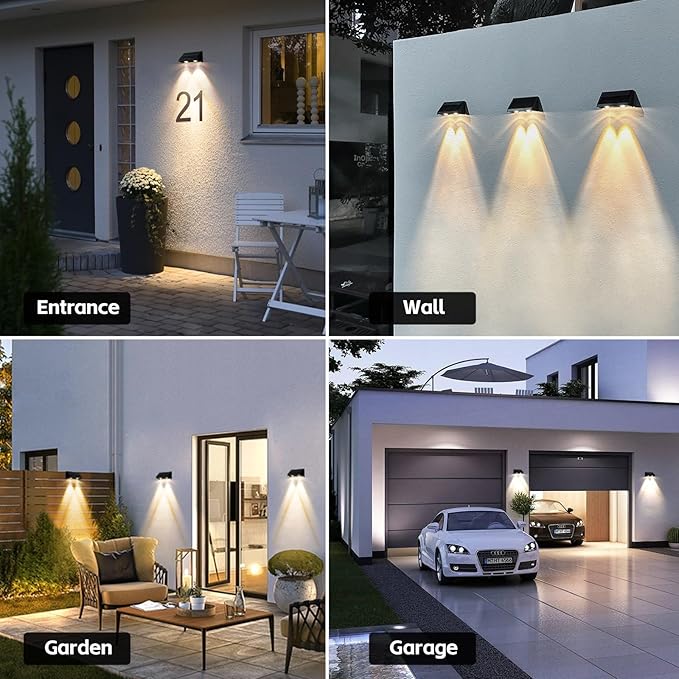 Solar Wall Lights Outdoor 3000K Warm White Downlights Waterproof LED Dusk to Dawn Solar Lights for House Number, Patio, Porch, Address Sign(1Pack, Downlight)