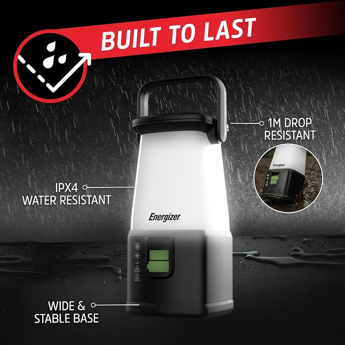 Energizer WeatherReady LED Emergency Lantern, Water Resistant, Multiple Light Modes, USB Charging Output, Great for Camping, Storms, and Power Outages, 1200 Lumens