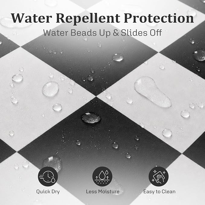 Ohocut Checkered Shower Curtain, Black and White Shower Curtains for Bathroom, Cute Retro Checkboard Shower Curtain Vintage Aesthetic, Washable Fabric Bath Curtain 72''x72''
