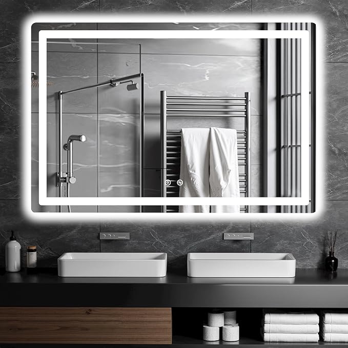 LED Bathroom Vanity Mirror with Lights, 30"x45" Lighted Wall Mirror | Front and Backlit, Anti Fog, Dimmable 3 Color Lighting, Memory Function, Shatterproof Glass, Plug in or Hardwired