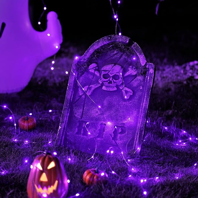 JMEXSUSS 200 LED Purple Fairy Lights Plug in | 8 Modes Purple Halloween Lights indoor with Wheel, 66 ft Remote Control Christmas Lights for Halloween Christmas Party